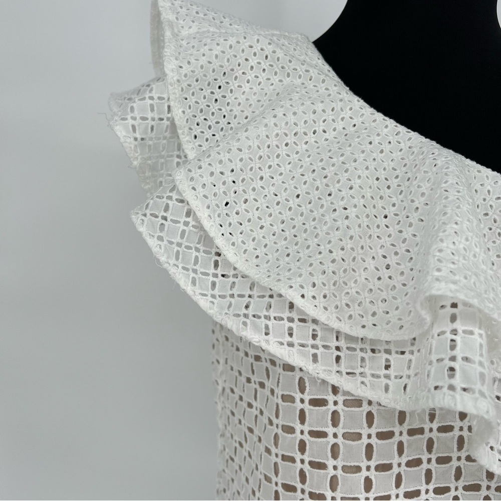 J. Crew One Shoulder Ruffle‎ Eyelet Top - Picture 6 of 15